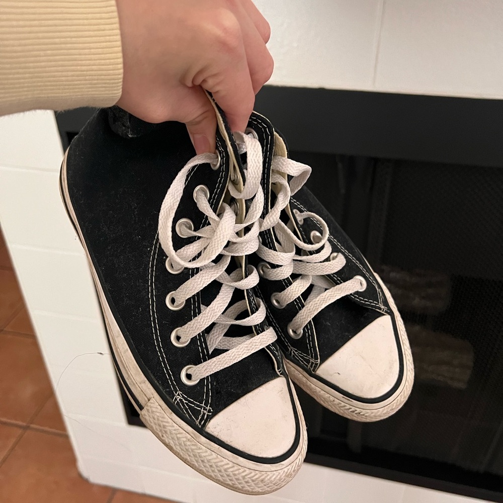 Black High-Top Sneakers with White Laces